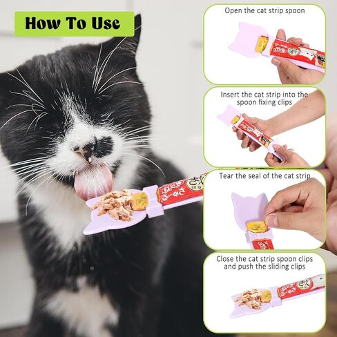 BEWUDY 4PCS Cat Strip Engers ملعقة ، Cat Treat Spoon Squeeze Pet Caned Food Rapps Cute Cate Treat in Saudi Arabia