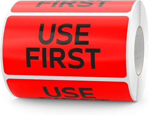 Use First Stickers Food Service Inventory Control FIFO Food Labels 4 x 2 Inch Adhesive Removable Waterproof Freezer Stickers for Restaurant Kitchen Pantry Warehouse Home Rotation 500 Pcs (Red) in Saudi Arabia