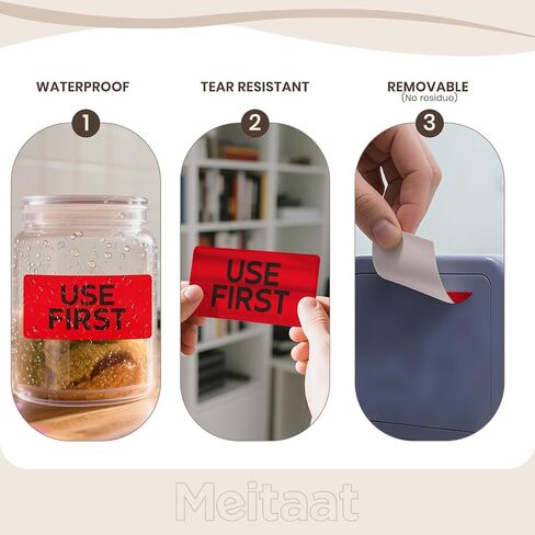 Use First Stickers Food Service Inventory Control FIFO Food Labels 4 x 2 Inch Adhesive Removable Waterproof Freezer Stickers for Restaurant Kitchen Pantry Warehouse Home Rotation 500 Pcs (Red) in Saudi Arabia