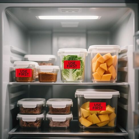 Use First Stickers Food Service Inventory Control FIFO Food Labels 4 x 2 Inch Adhesive Removable Waterproof Freezer Stickers for Restaurant Kitchen Pantry Warehouse Home Rotation 500 Pcs (Red) in Saudi Arabia