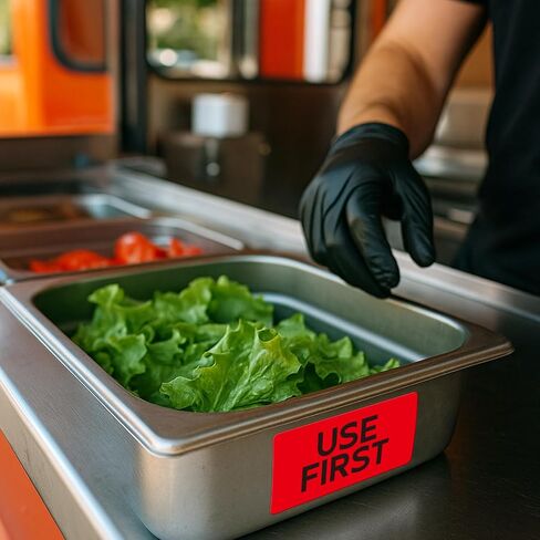 Use First Stickers Food Service Inventory Control FIFO Food Labels 4 x 2 Inch Adhesive Removable Waterproof Freezer Stickers for Restaurant Kitchen Pantry Warehouse Home Rotation 500 Pcs (Red) in Saudi Arabia