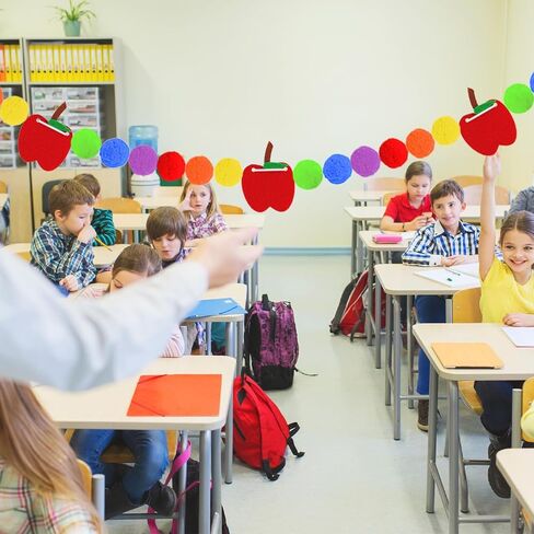 3 Pcs Back to School Felt Banner Apple Garland Classroom Return to School Pom Pom Ball Colorful Pompom Hanging Banner Hanging Garland for First Day of School Classroom Decoration in Saudi Arabia