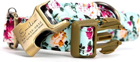 Personalized Dog Collar with Name and Phone Number Engraved,Adjustable Custom Puppy Collar,Organic Cotton Pet Collar for Small Medium Large Boy Girl Dogs in Kuwait