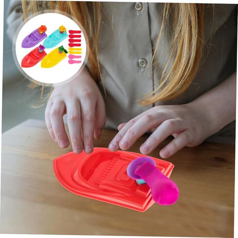 Kisangel 4pcs البلاستيك بالون قارب Rackloy ، حمام السباحة مدفوعون باثات القوارب ألعاب التجربة التعليمية DIY ، بلون عشوائي in Saudi Arabia
