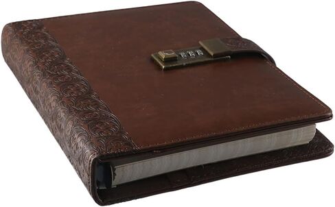 Journal Okhobby مع Lock ، Brown Large Lock Diary 6 Ring Binder Notebook مع Lock for Women ، 200 صفحة in Saudi Arabia