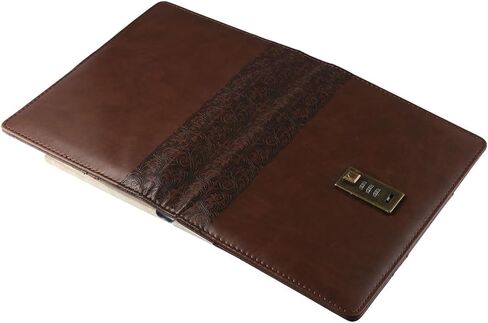 Journal Okhobby مع Lock ، Brown Large Lock Diary 6 Ring Binder Notebook مع Lock for Women ، 200 صفحة in Saudi Arabia