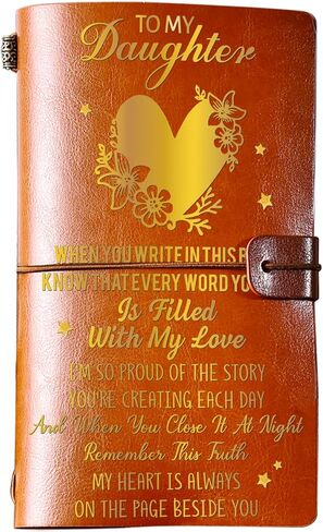Gift for Daughter from Mom Dad, To My Daughter Leather Journal Notebook, 140 Page Refillable Writing Journal, Birthday Graduation Christmas Gifts for New Daughter/Daughter in Law in Saudi Arabia