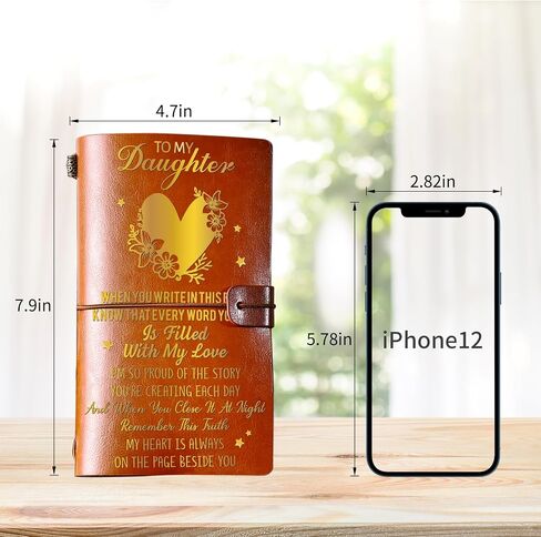 Gift for Daughter from Mom Dad, To My Daughter Leather Journal Notebook, 140 Page Refillable Writing Journal, Birthday Graduation Christmas Gifts for New Daughter/Daughter in Law in Saudi Arabia