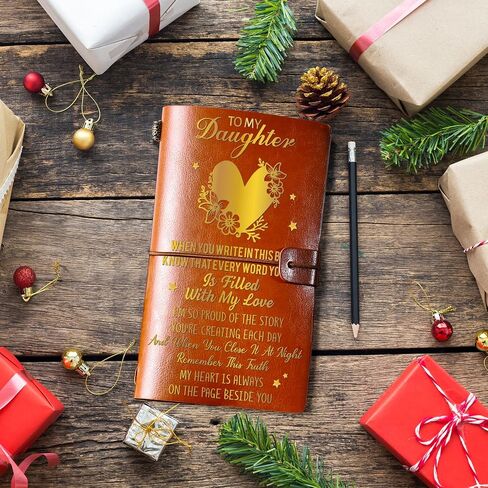 Gift for Daughter from Mom Dad, To My Daughter Leather Journal Notebook, 140 Page Refillable Writing Journal, Birthday Graduation Christmas Gifts for New Daughter/Daughter in Law in Saudi Arabia