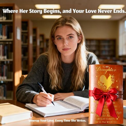 Gift for Daughter from Mom Dad, To My Daughter Leather Journal Notebook, 140 Page Refillable Writing Journal, Birthday Graduation Christmas Gifts for New Daughter/Daughter in Law in Saudi Arabia