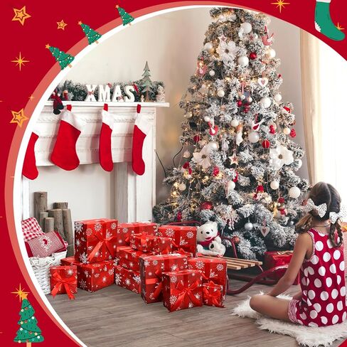 cholemy 6 pcs تعشش صناديق مكدسة مع أغطية - تصميم كلاسيكي عيد الميلاد في 6 أحجام متنوعة لإعطاء الهدية الحاضرة المزخرفة (ندفة الثلج الأبيض ، المربع) in Saudi Arabia
