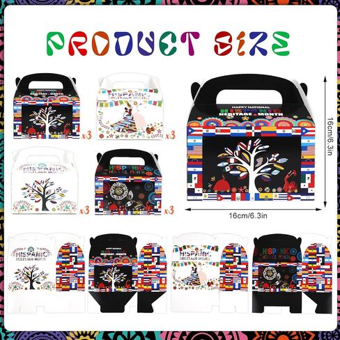 HOWAF 12pcs Hispanic Heritage Month Gift Boxes, Spanish Speaking Countries Latino American Month Treat Boxes Candy Boxes for National Hispanic Heritage Month Party Supplies Hispanic Month Goodie Boxes in Saudi Arabia