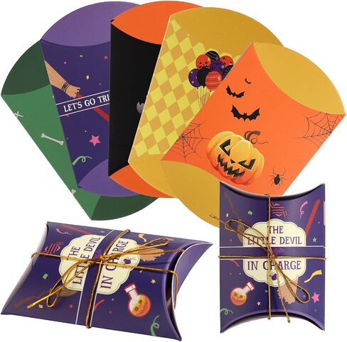 30pcs Halloween Pillow Boxes, Pillow Boxes for Favors Pillow Treat Box Pillow Gift Box Paper Pillow Boxes Goodie Boxes for Halloween Party Favor Supplies in Saudi Arabia