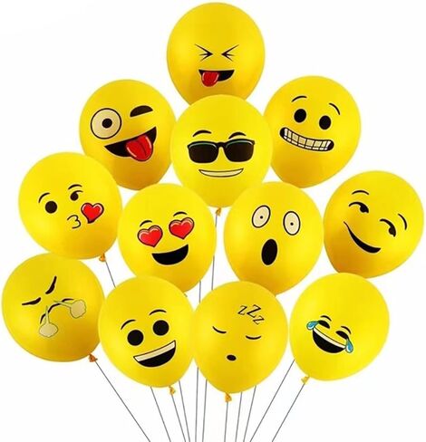 50pcs Pwan Emotion Smiley Face Balloon ، 12 بوصة ابتسامة بالونات الكرتون ، المطبوعة المطبوعة من ألومنيوم البالونات البالونات عيد ميلاد احتفال بالون البهيج البهيج in Saudi Arabia