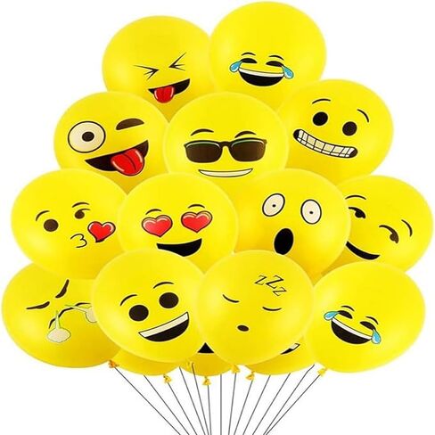50pcs Pwan Emotion Smiley Face Balloon ، 12 بوصة ابتسامة بالونات الكرتون ، المطبوعة المطبوعة من ألومنيوم البالونات البالونات عيد ميلاد احتفال بالون البهيج البهيج in Saudi Arabia