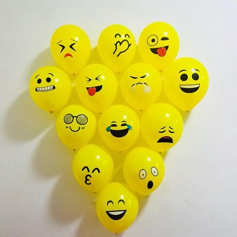 50pcs Pwan Emotion Smiley Face Balloon ، 12 بوصة ابتسامة بالونات الكرتون ، المطبوعة المطبوعة من ألومنيوم البالونات البالونات عيد ميلاد احتفال بالون البهيج البهيج in Saudi Arabia