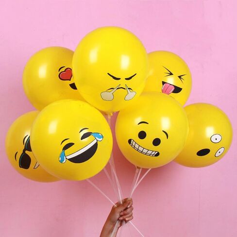 50pcs Pwan Emotion Smiley Face Balloon ، 12 بوصة ابتسامة بالونات الكرتون ، المطبوعة المطبوعة من ألومنيوم البالونات البالونات عيد ميلاد احتفال بالون البهيج البهيج in Saudi Arabia