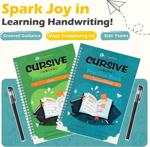 Grooved Cursive Handwriting Workbook for Kids-Reusable Magic Practice Book with Disappearing Ink, Cursive calligraphy Kit, Cursive Copybook for Kids Ages 5-12, Handwriting Without Tears Teens in Saudi Arabia