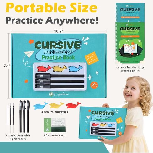 Grooved Cursive Handwriting Workbook for Kids-Reusable Magic Practice Book with Disappearing Ink, Cursive calligraphy Kit, Cursive Copybook for Kids Ages 5-12, Handwriting Without Tears Teens in Saudi Arabia