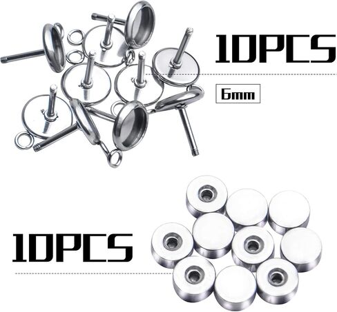 10pcs 10mm Stainless Steel Earring Blanks Hypoallergenic Earring Posts Cabochon Bezel Trays Gemstone Settings with 2.4mm Loops for Attach in Saudi Arabia