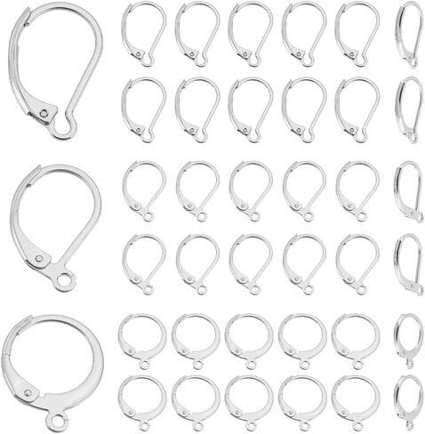 AHANDMAKER 90Pcs 3 Sizes 304 Stainless Steel Real 24K Gold Plated Leverback Earring Hooks, Lever Back Dangle Earring Clasps with Loops Ear Wire Findings for Jewelry Making DIY Earrings Crafts in Saudi Arabia