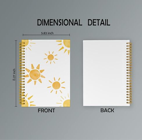 Boho Yellow Sun Sun Sunshine Notebook Journal ، Gifts Sunshine للنساء ، دفاتر ملاحظات لطيفة للمكتب ، دفاتر الملاحظات لأخذ ملاحظات العمل ، دفتر حلزوني 5.5x8.3 مع 164 صفحة in Kuwait
