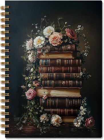 Vintage Rose Floral Spiral Notebooks, Moody Floral Notebook Journal, Books Lovers Journal Diary Writing Gift, Dark Cottagecore Flower Aesthetic Office Supplies Gifts for Women, 5.5x8.3 Inch in Kuwait