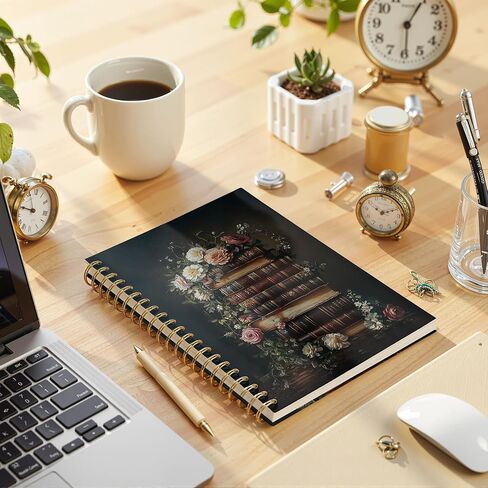Vintage Rose Floral Spiral Notebooks, Moody Floral Notebook Journal, Books Lovers Journal Diary Writing Gift, Dark Cottagecore Flower Aesthetic Office Supplies Gifts for Women, 5.5x8.3 Inch in Kuwait
