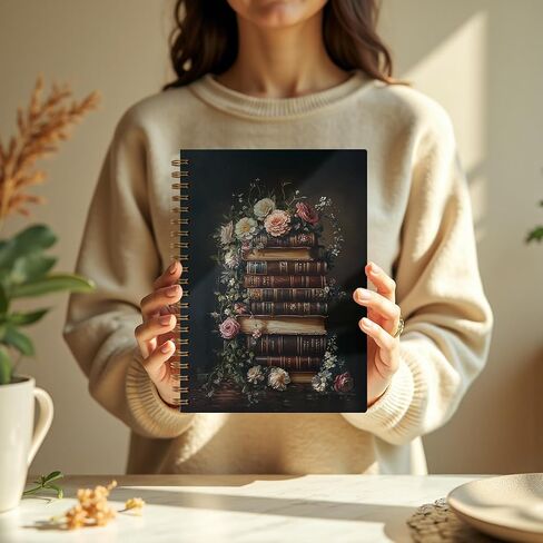 Vintage Rose Floral Spiral Notebooks, Moody Floral Notebook Journal, Books Lovers Journal Diary Writing Gift, Dark Cottagecore Flower Aesthetic Office Supplies Gifts for Women, 5.5x8.3 Inch in Kuwait