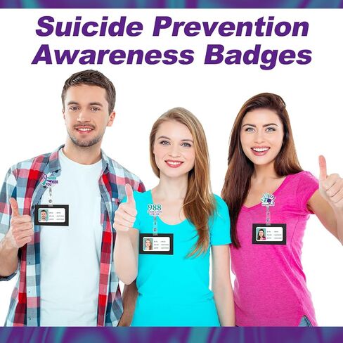 12 Pcs Suicide Prevention Awareness Retractable Badges Reel Teal Purple Ribbon Acrylic ID Retractable Clip Decorative for World Suicide Prevention Day Awareness Support Squad in Saudi Arabia