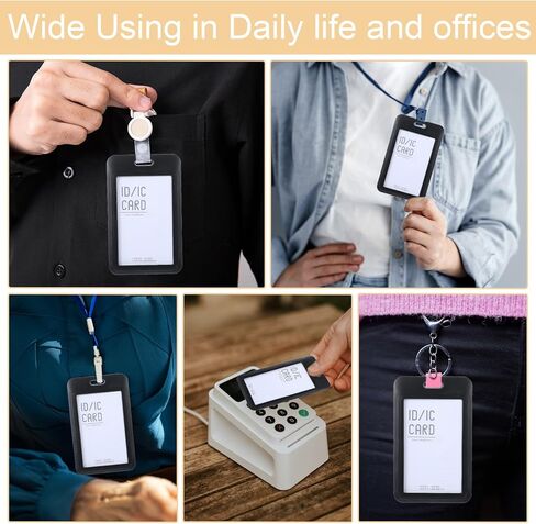 حامل شارة ID 2PCS ، حقيبة حامي البطاقة المنزلق من النوافذ الشفافة الشفافة تعمل شارة الشارة العمودية العمودية لحالة البلاستيك الصلبة الرأسية لتراخيص ومرور بطاقات الائتمان معرف (أسود) (أسود) in Saudi Arabia