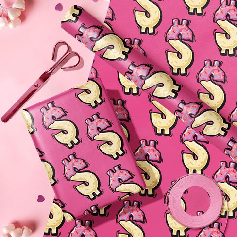 Lezakaa Wrapp Paper Roll - Mini Roll - Lipstick & Lip ، Kiss Mark - Wrap Party Gift For Birthday ، Wridal Shower ، Anniversary ، Day Galentine ، for Girl Women - 17 Inges × 16.4 قدم (23.2 قدم مربع) in Saudi Arabia