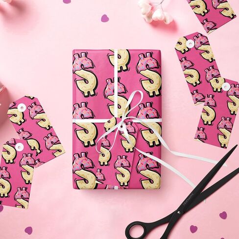 Lezakaa Wrapp Paper Roll - Mini Roll - Lipstick & Lip ، Kiss Mark - Wrap Party Gift For Birthday ، Wridal Shower ، Anniversary ، Day Galentine ، for Girl Women - 17 Inges × 16.4 قدم (23.2 قدم مربع) in Saudi Arabia