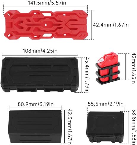 GLOBACT 11PCS 1/10 RC Crawler Accessories Luggage Net/Oil Drum/Fuel Tanks/Recovery Board/Toolbox/Shovel/Iron Bucket/Fire Extinguisher for 1/10 TRX4 Axial SCX10 REDCAT Decoration (Red) in Saudi Arabia
