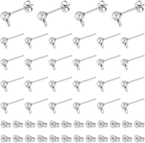 UniCraftale حوالي 30pcs 14x3mm 304 Stud Stud Stud Stud Hesters Ball Post Post arocring in Saudi Arabia