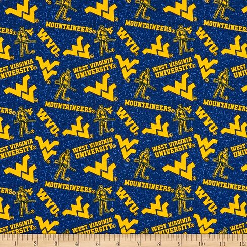 NCAA West Virginia Mountaineers Tone on Tone Cotton Multi, Quilting Fabric by the Yard in Saudi Arabia