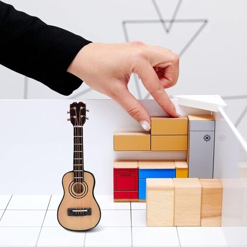 Zerodis 1/12 Scale Dollhouse Miniature Guitar music musical musical model wooden model festival docitival accessories dollhouse (ballad guitar) in Saudi Arabia