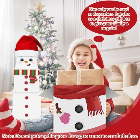 MotiMind 16 Pcs Christmas Snowman Stackable Gift Boxes with Hats in 4 Designs Stackable Snowman Gift Box Tower Xmas Nesting Box for Gift Wrapping Party Decor Christmas Stacking Gift Boxes in Saudi Arabia
