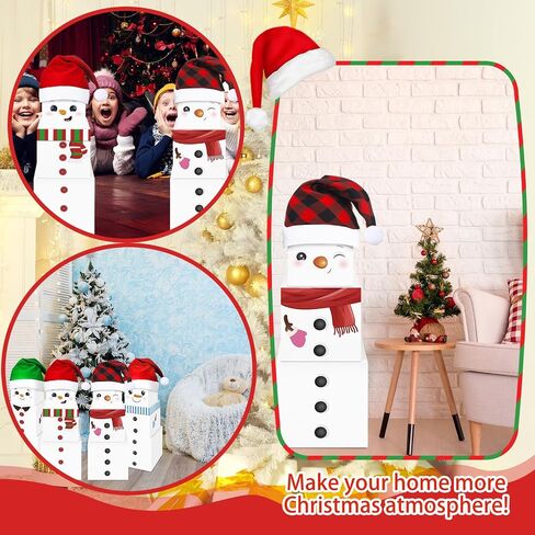 MotiMind 16 Pcs Christmas Snowman Stackable Gift Boxes with Hats in 4 Designs Stackable Snowman Gift Box Tower Xmas Nesting Box for Gift Wrapping Party Decor Christmas Stacking Gift Boxes in Saudi Arabia