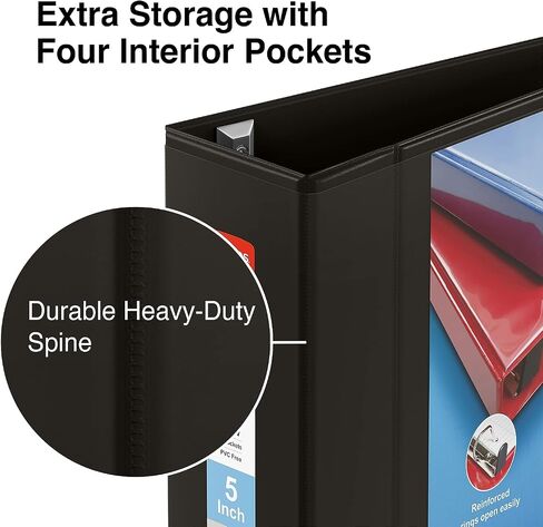 Staples Staples ثقيلة 5 بوصات من 3 حلقات الموثق مع حلقات D وأربعة جيوب داخلية ، أسود ، 2/حزمة (ST56236-CCVS) in Saudi Arabia