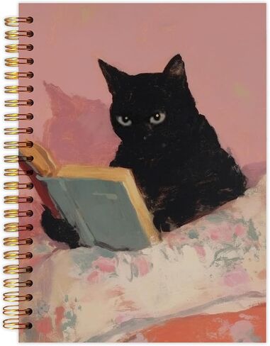 LZYRF Black Cat Spiral Notebook Journal, Black Cat Gifts Notebooks for Note Taking, Green Daisy Flowers Cats Journal for Women, 5.5x8.3 Inch in Saudi Arabia