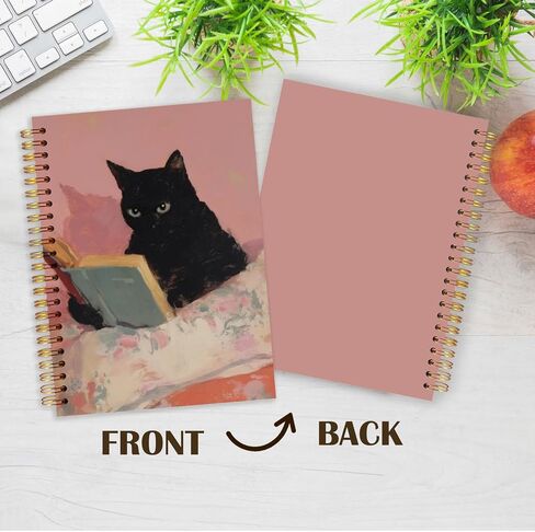 LZYRF Black Cat Spiral Notebook Journal, Black Cat Gifts Notebooks for Note Taking, Green Daisy Flowers Cats Journal for Women, 5.5x8.3 Inch in Saudi Arabia