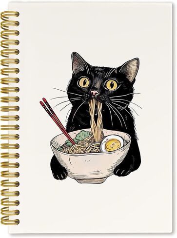Cat Notebook Journal,Funny Black Cat Spiral Notebook Journal for Note Taking,Gifts for Cat Lovers,to Back School Supplies,5.5x8.3 Inch in Saudi Arabia