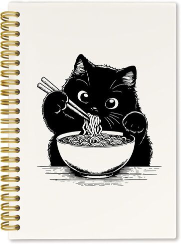 Cat Notebook Journal,Funny Black Cat Spiral Notebook Journal for Note Taking,Gifts for Cat Lovers,to Back School Supplies,5.5x8.3 Inch in Saudi Arabia