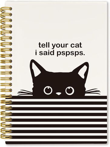 Cat Notebook Journal,Funny Black Cat Spiral Notebook Journal for Note Taking,Gifts for Cat Lovers,to Back School Supplies,5.5x8.3 Inch in Saudi Arabia