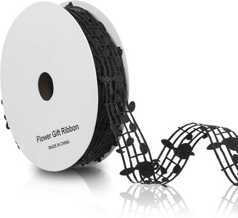 1 Roll 20 Yards Music Ribbon Music Note Ribbon Clothing Trim Accessories Musical Hollow Grosgrain Engraved Notation Craft Ribbons for Scrapbooking Gift DIY Handmade Craft Birthday Party Decoration in Saudi Arabia