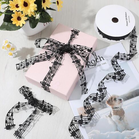 1 Roll 20 Yards Music Ribbon Music Note Ribbon Clothing Trim Accessories Musical Hollow Grosgrain Engraved Notation Craft Ribbons for Scrapbooking Gift DIY Handmade Craft Birthday Party Decoration in Saudi Arabia
