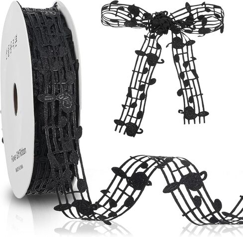 1 Roll 20 Yards Music Ribbon Music Note Ribbon Clothing Trim Accessories Musical Hollow Grosgrain Engraved Notation Craft Ribbons for Scrapbooking Gift DIY Handmade Craft Birthday Party Decoration in Saudi Arabia