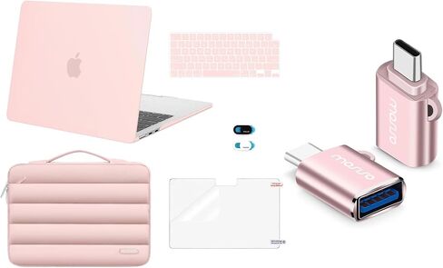 MOSISO USB C to USB Adapter 2 Pack&Compatible with MacBook Air 13 inch Case 2025-2022 M4 M3 M2 A3240 A3113 A2681, Hard Case&Puffy Bag&Keyboard Cover&Webcam Cover&Screen Film, Pink&Rose Gold in Saudi Arabia
