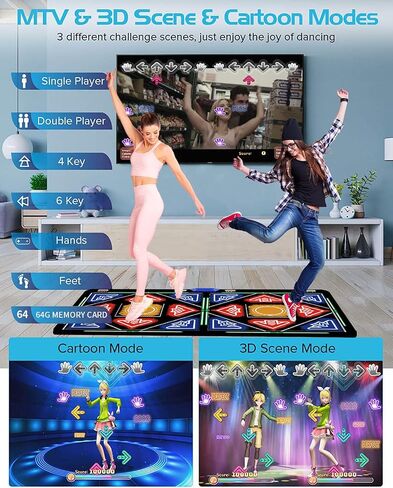 HDMI Musical Electronic Dance Mats with Camera,64G Memory Card,It Features 1030 Games、700 Songs and 81 MV,Double User Fitness Dance Pad Dancing Mat for Kids & Adults, Gift for Boys & Girls in Saudi Arabia